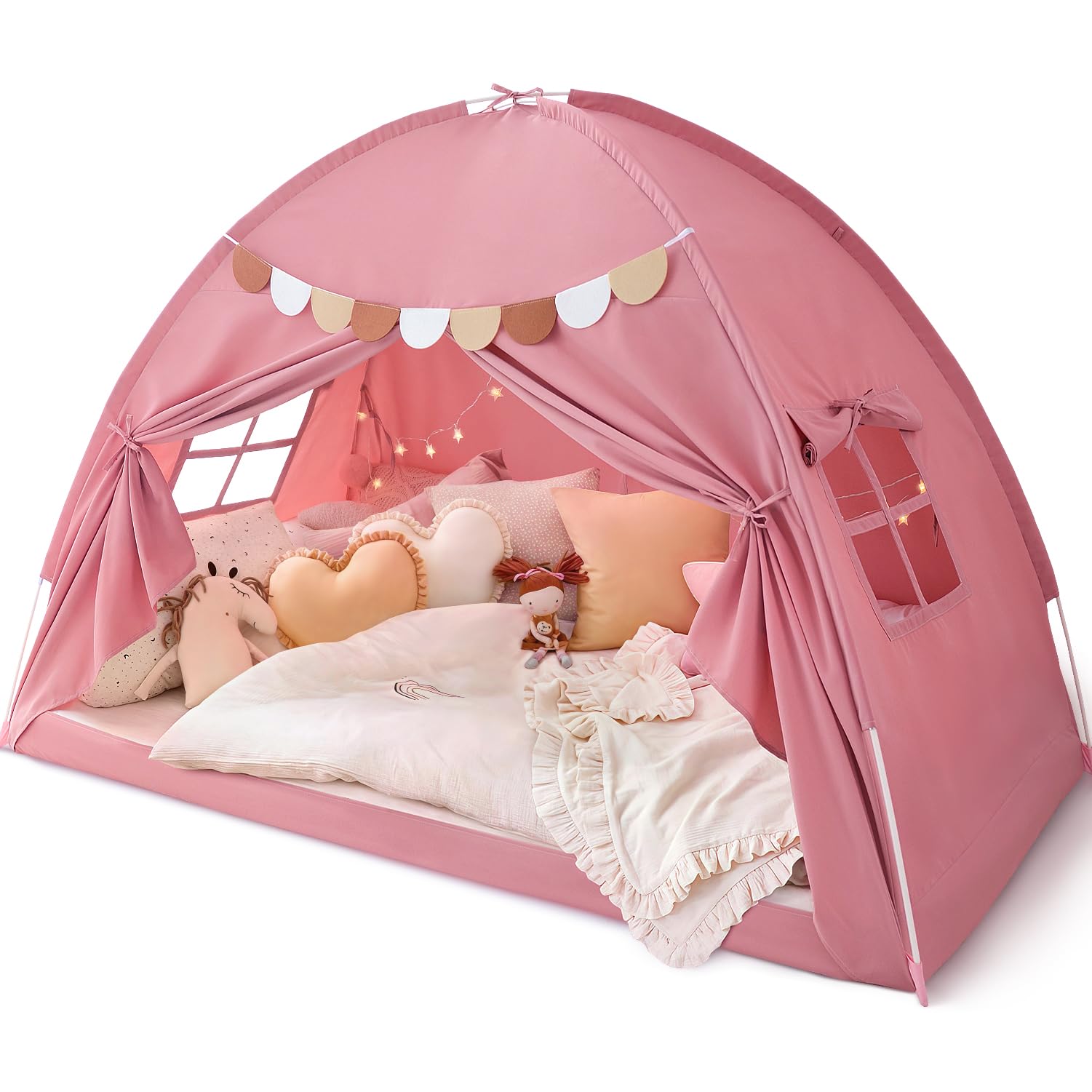 Amazon | ベッドテントツイン、キッズガールズ用ベッドキャノピー